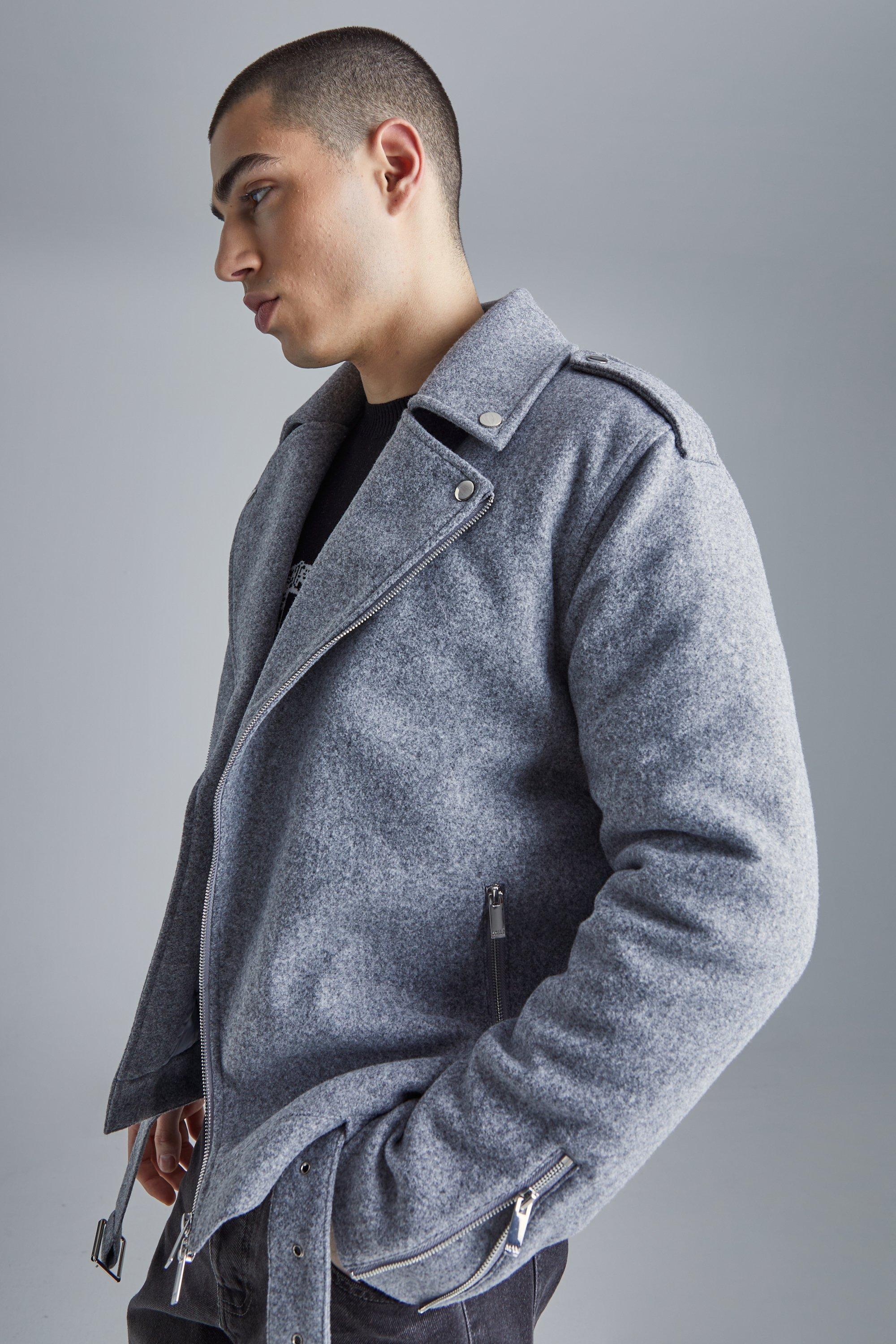 Regular Melton Biker Jacket boohoo NZ